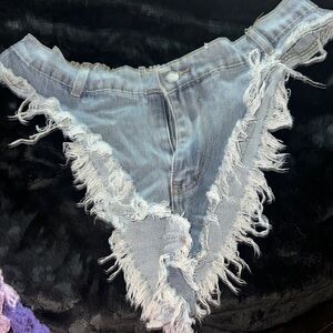 SHEIN Distressed Denim Frayed Shorts